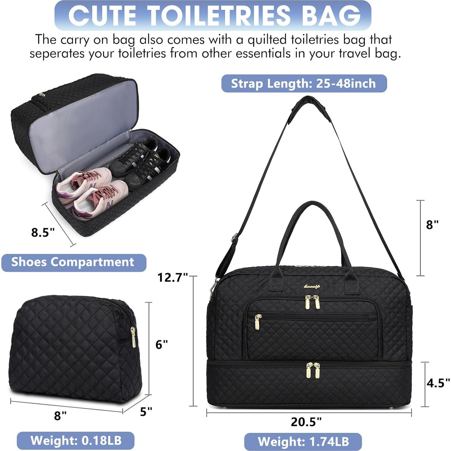 Bolsa de viaje grande para mujeres LP13 negra 35L 52x21x32cm