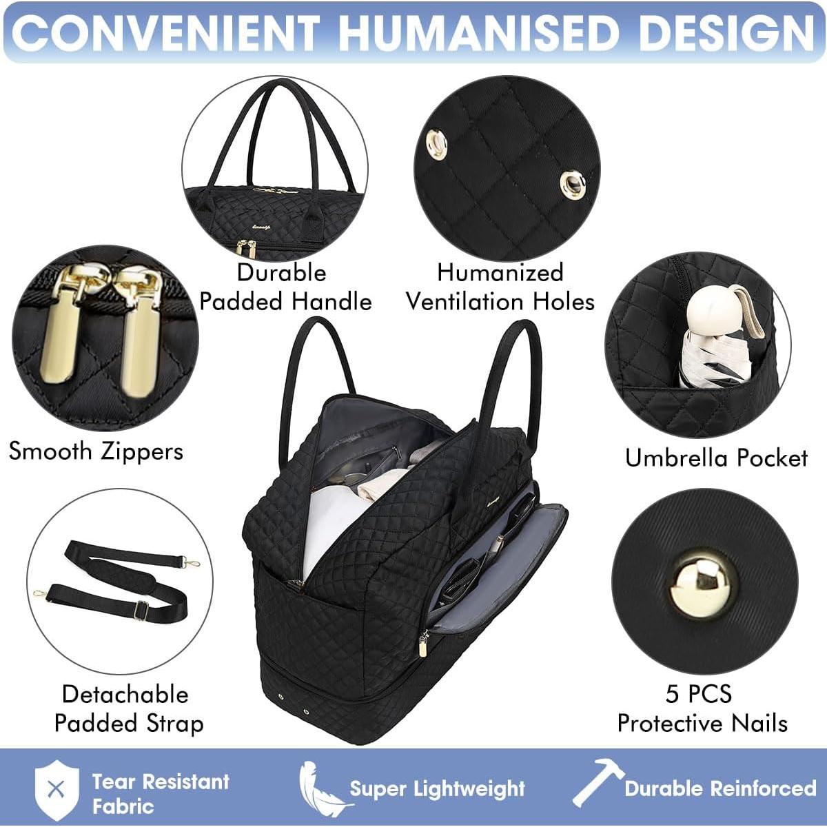 Bolsa de viaje grande para mujeres LP13 negra 35L 52x21x32cm