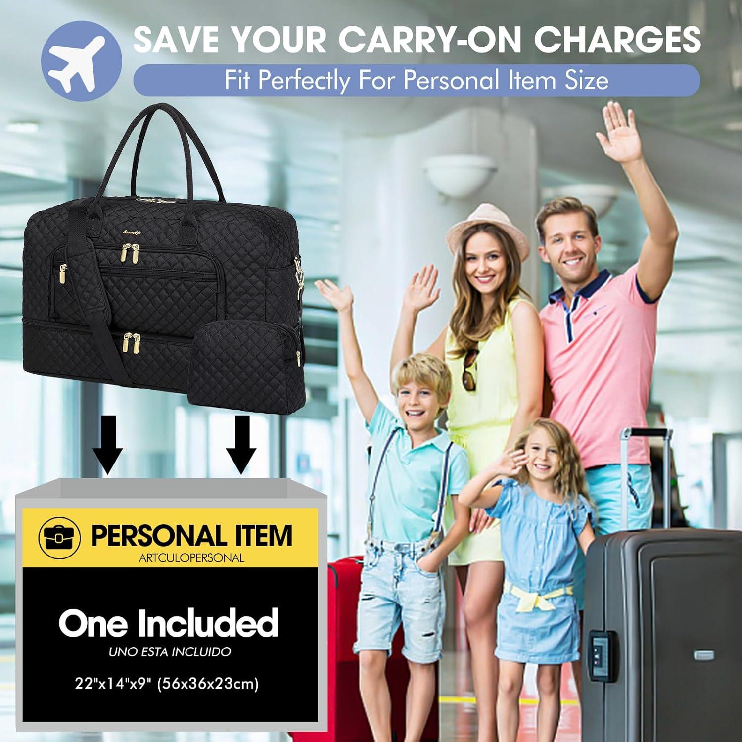 Bolsa de viaje grande para mujeres LP13 negra 35L 52x21x32cm