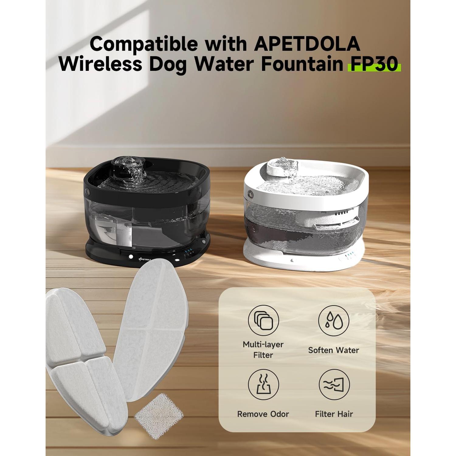 Filtros de Reemplazo APETDOLA para Fuente de Agua Perro FP30 - Paquete de 5