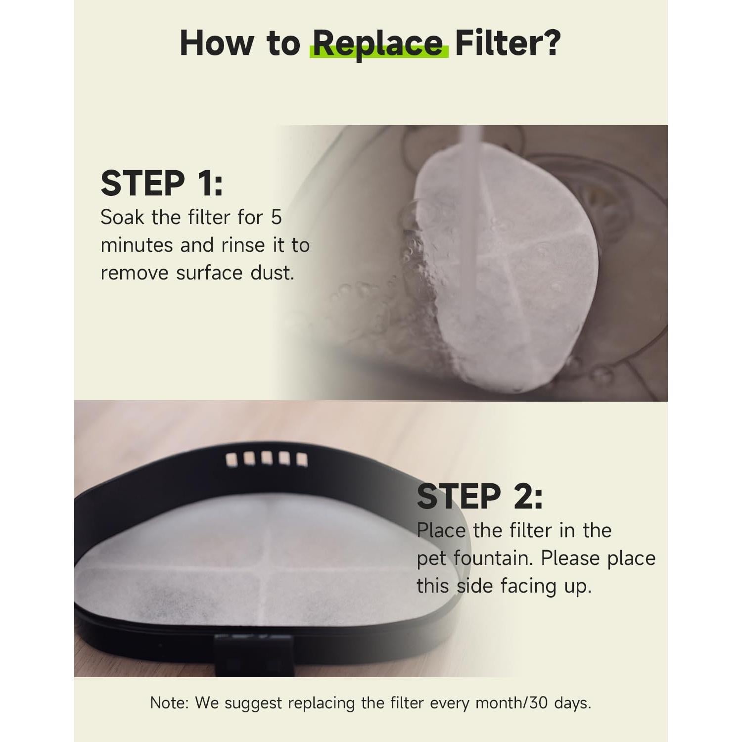 Filtros de Reemplazo APETDOLA para Fuente de Agua Perro FP30 - Paquete de 5