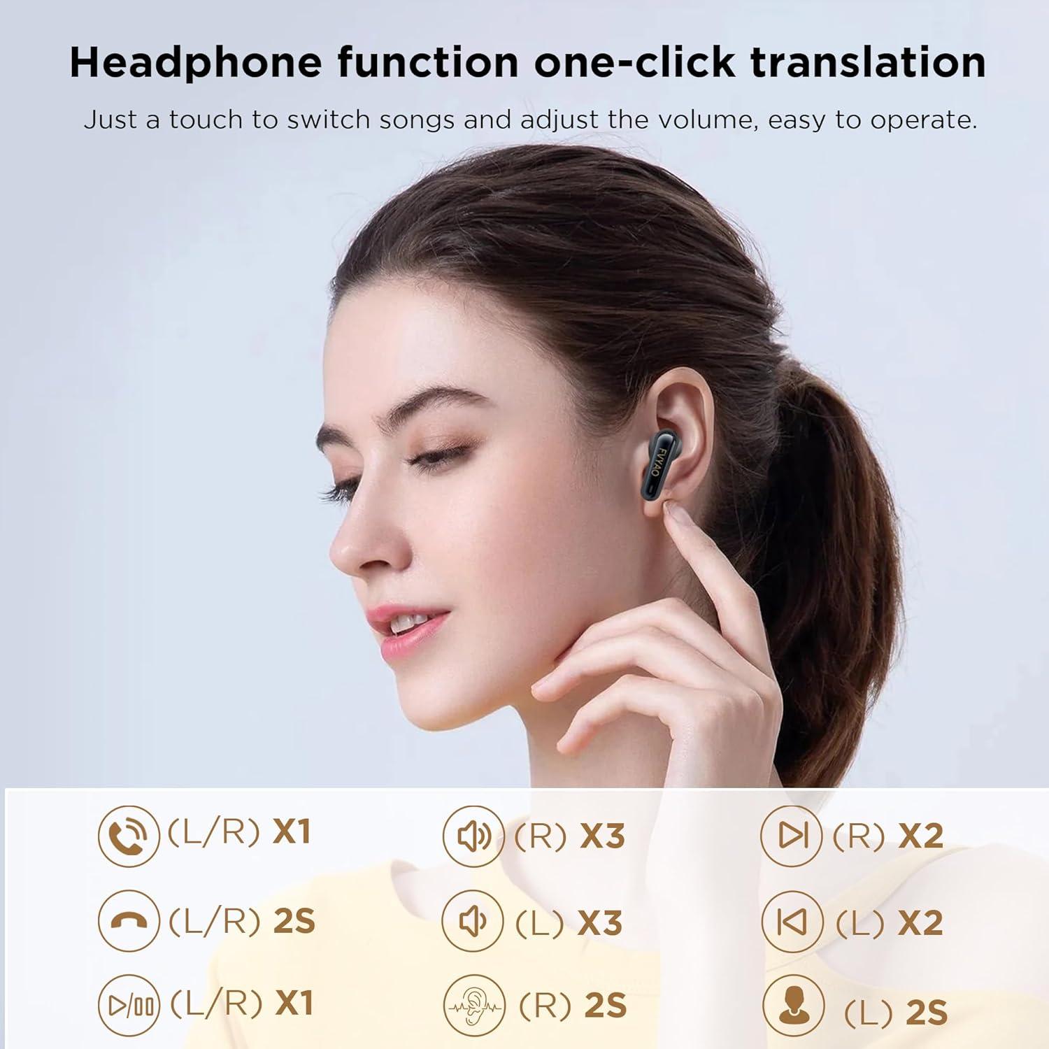 Auriculares Traductores FVYAO Bluetooth 5.4, 134 Idiomas, ANC