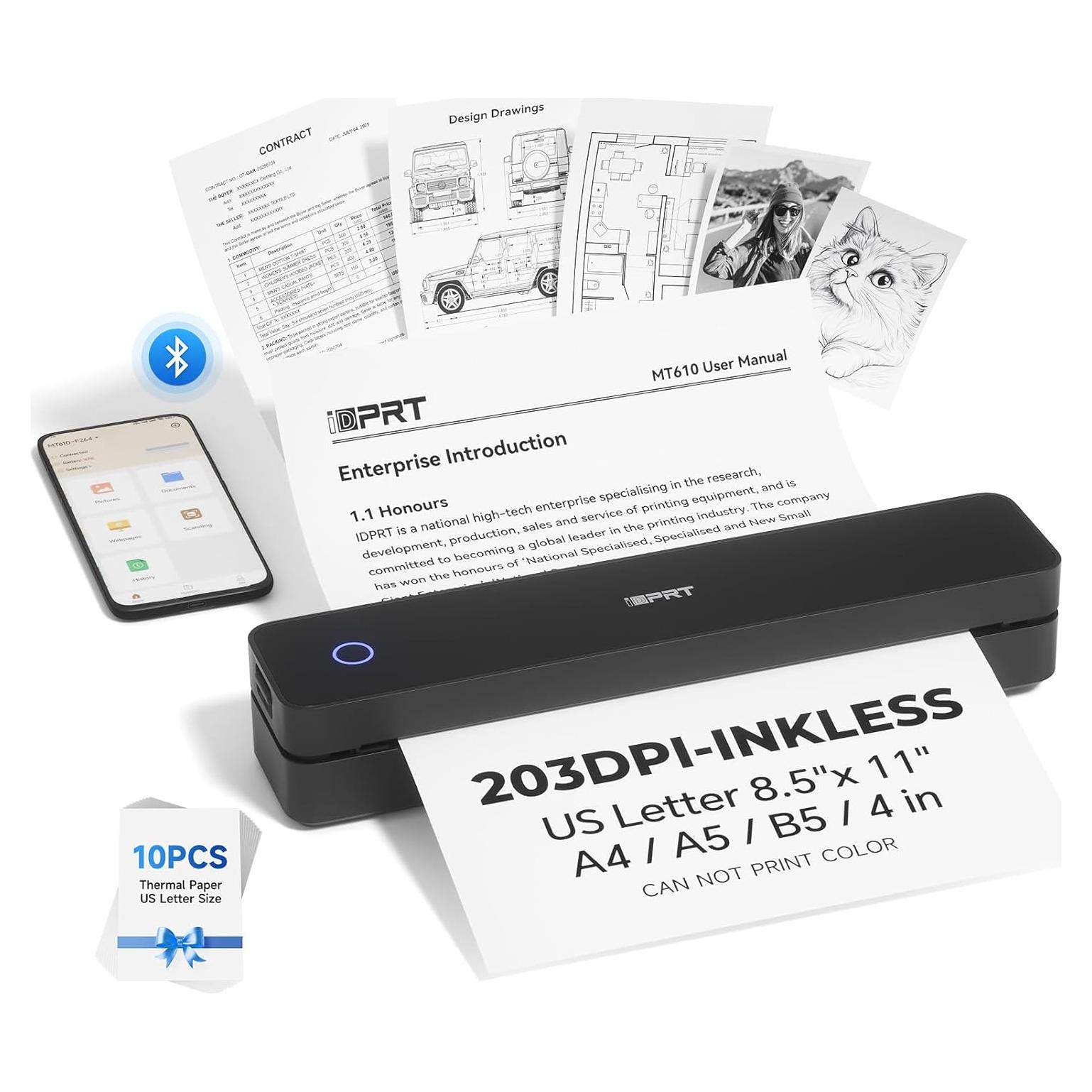 Impresora Portátil iDPRT MT610 Pro Inalámbrica 21.6x27.9 cm