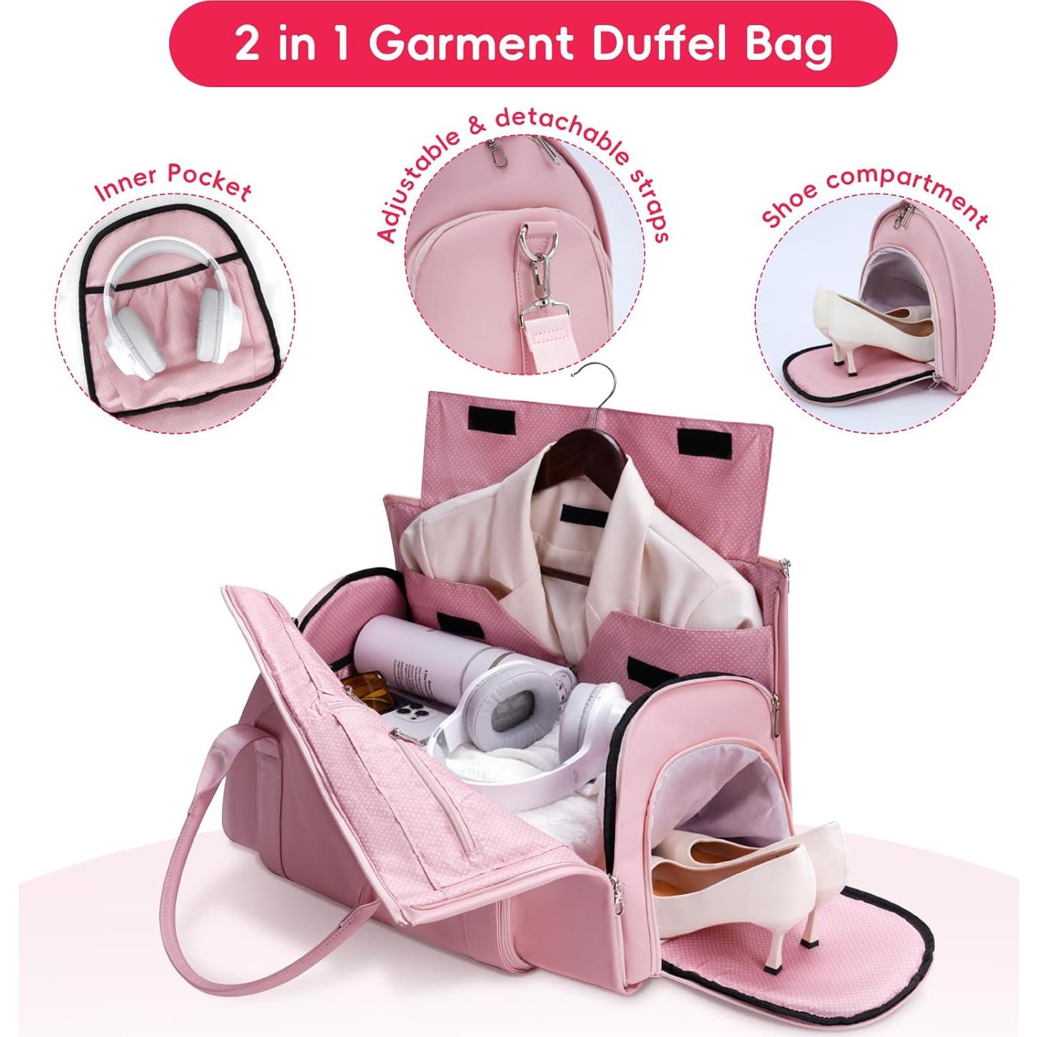 Bolsa de Traje y Fin de Semana Modoker Rosa 2-en-1 1.82kg