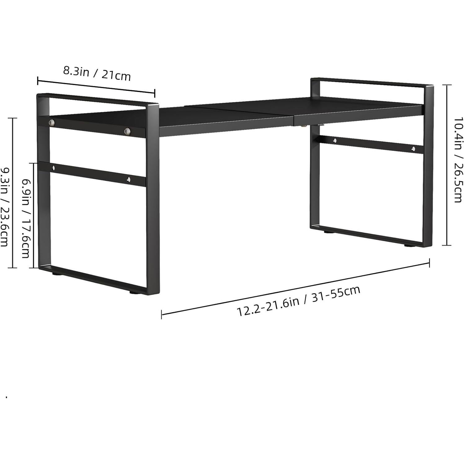 Estante Organizador Expandible LJHFUQHUHU Negro 2 Niveles 31-60 cm