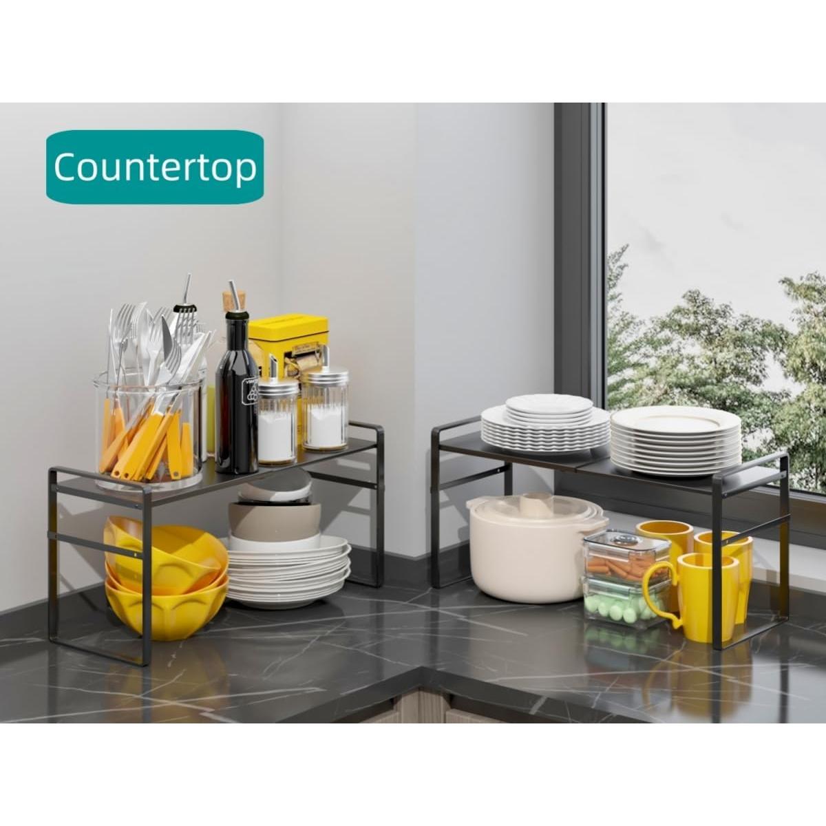 Estante Organizador Expandible LJHFUQHUHU Negro 2 Niveles 31-60 cm