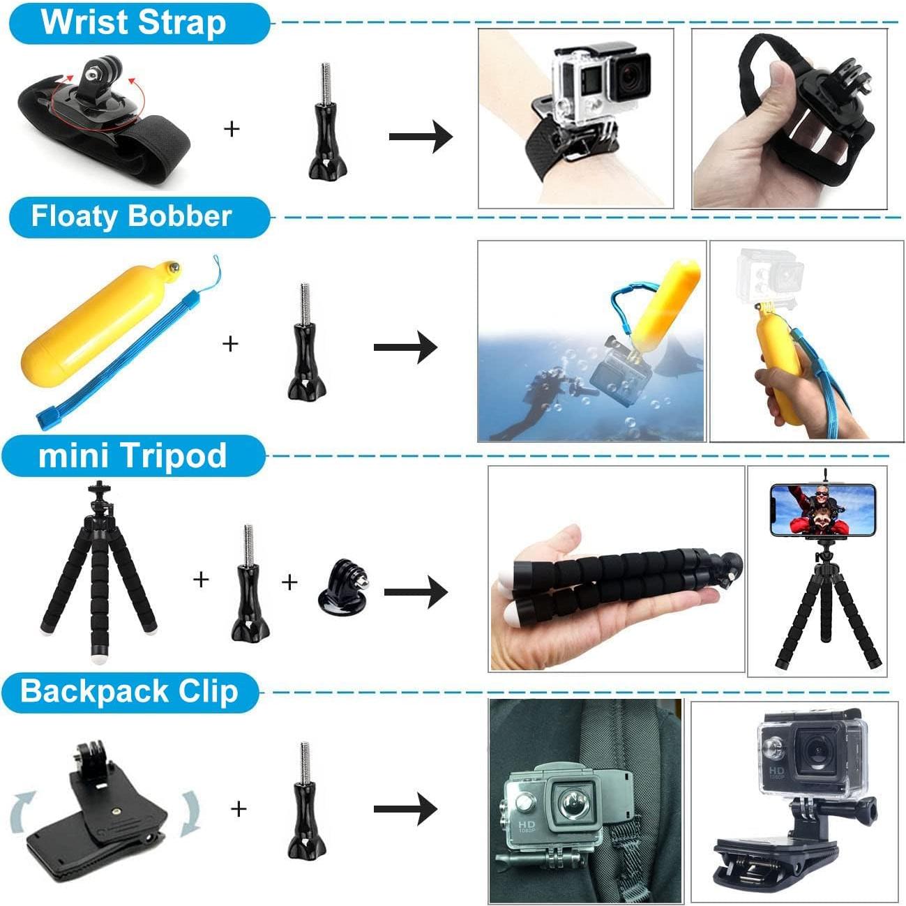 Kit de Accesorios para GoPro Hero 13 - Estuche Impermeable y Soportes