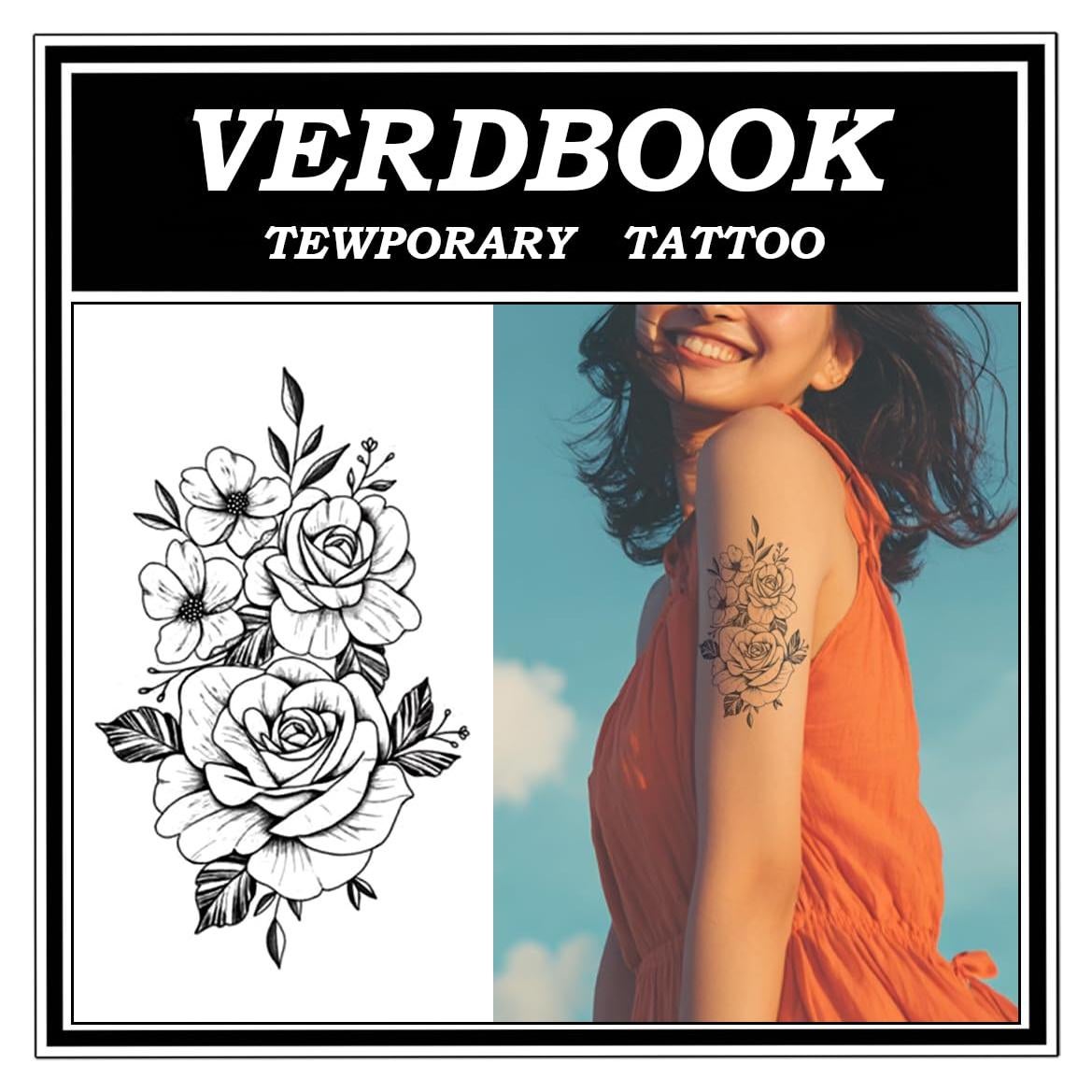 Kit de Tatuajes Temporales Impermeables VERDBOOK - 2 Hojas