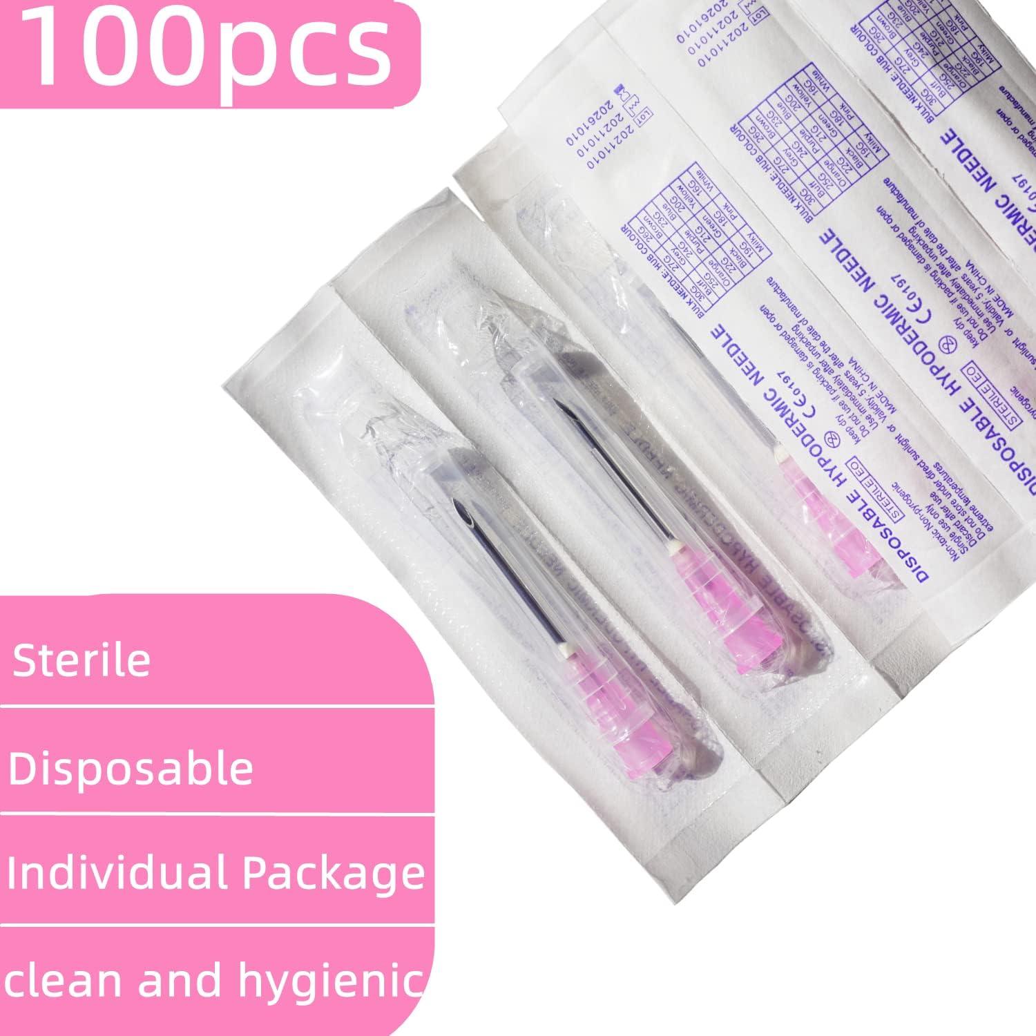 Paquete de 100 agujas de inyección estériles Expesumas 18Ga 2.54cm