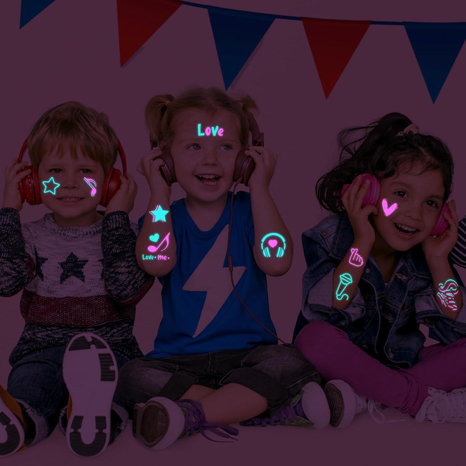 Tatuajes Temporales Brillantes Konsait - 10 Hojas Musicales