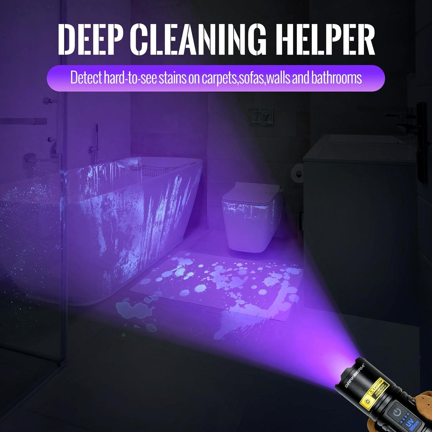 Linterna UV 395nm DARKBEAM Recargable USB 2en1 para Camping