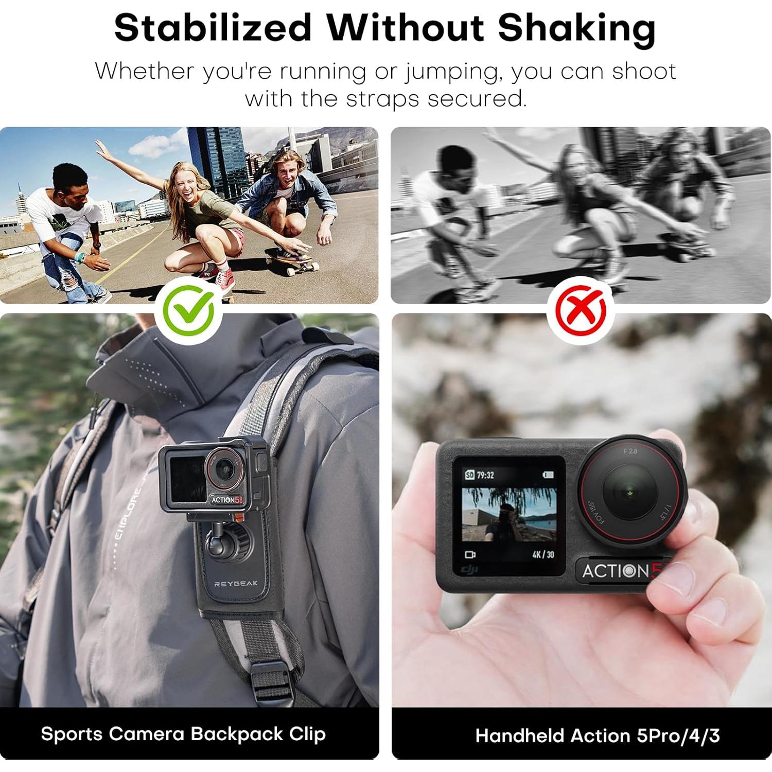 Montaje Correa de Mochila REYGEAK para DJI Osmo Action 5/4/3