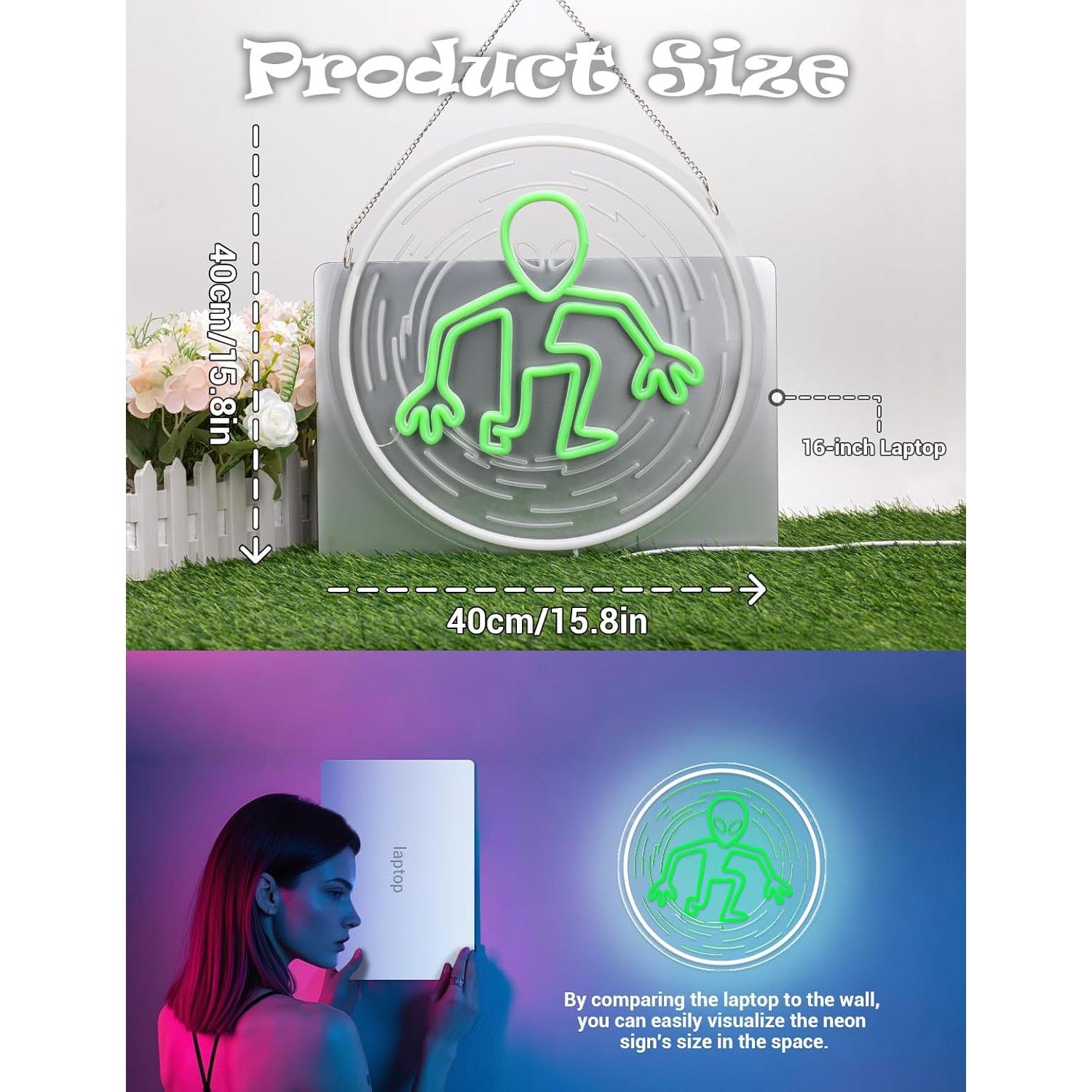 Señal de Neón Alienígena ADKALIV LED 35x30cm Decoración