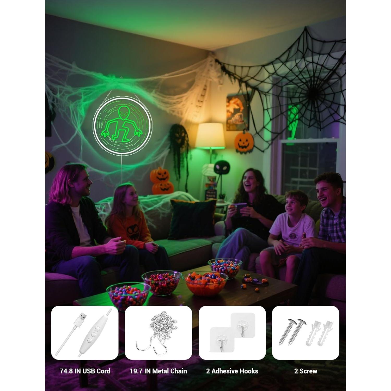 Señal de Neón Alienígena ADKALIV LED 35x30cm Decoración