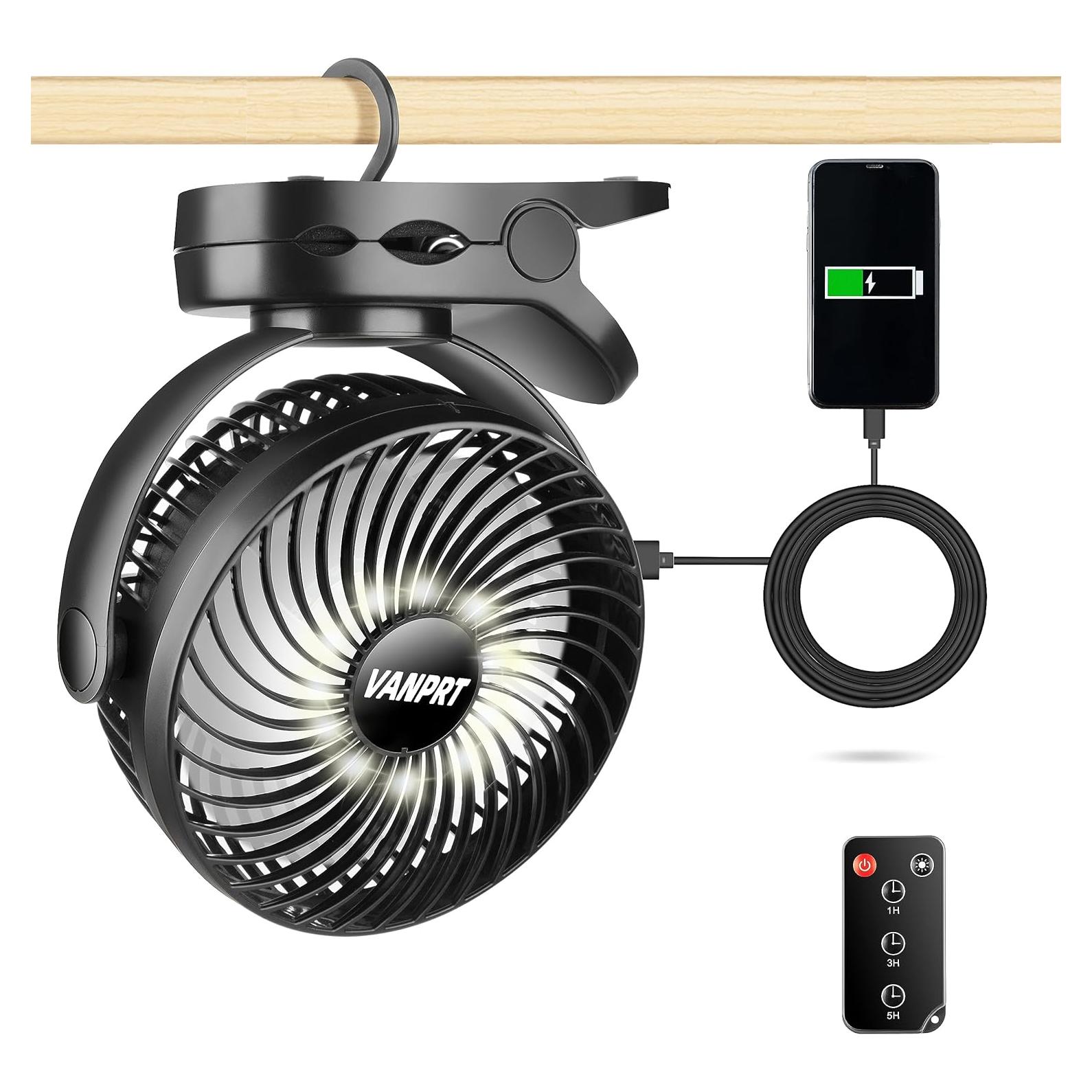 Ventilador portátil recargable VANPRT 15.24 cm con control remoto