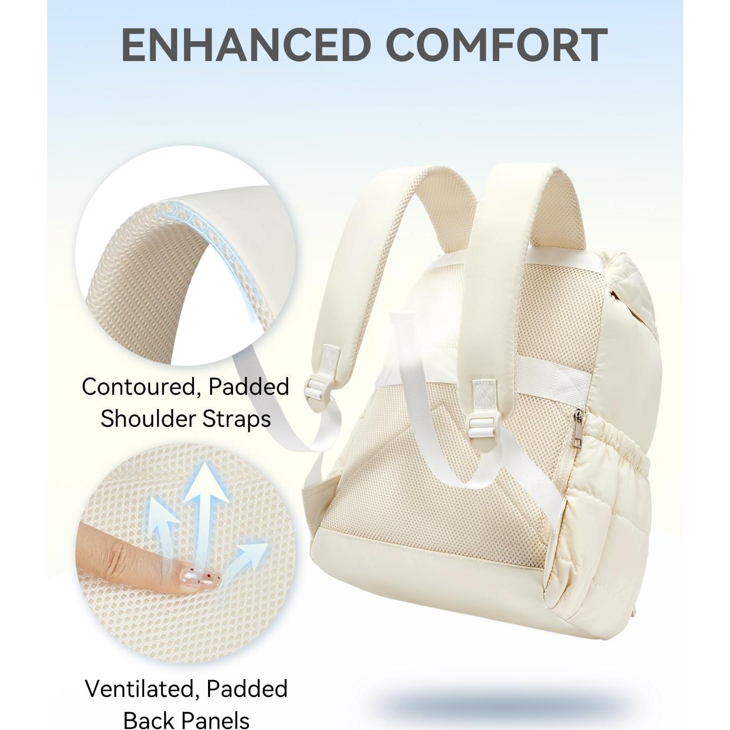 Mochila Puffer BOSTANTEN Beige para Laptop 15.6" Resistente al Agua