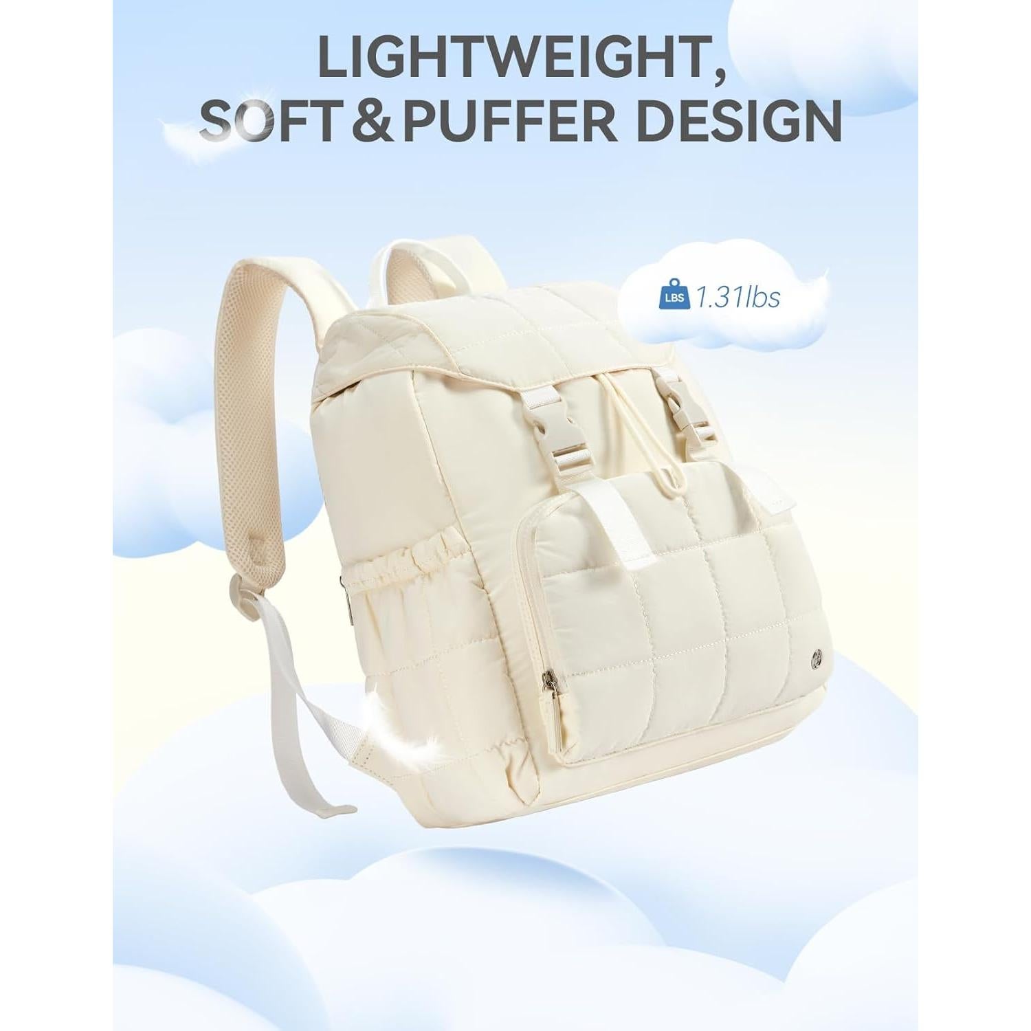 Mochila Puffer BOSTANTEN Beige para Laptop 15.6" Resistente al Agua