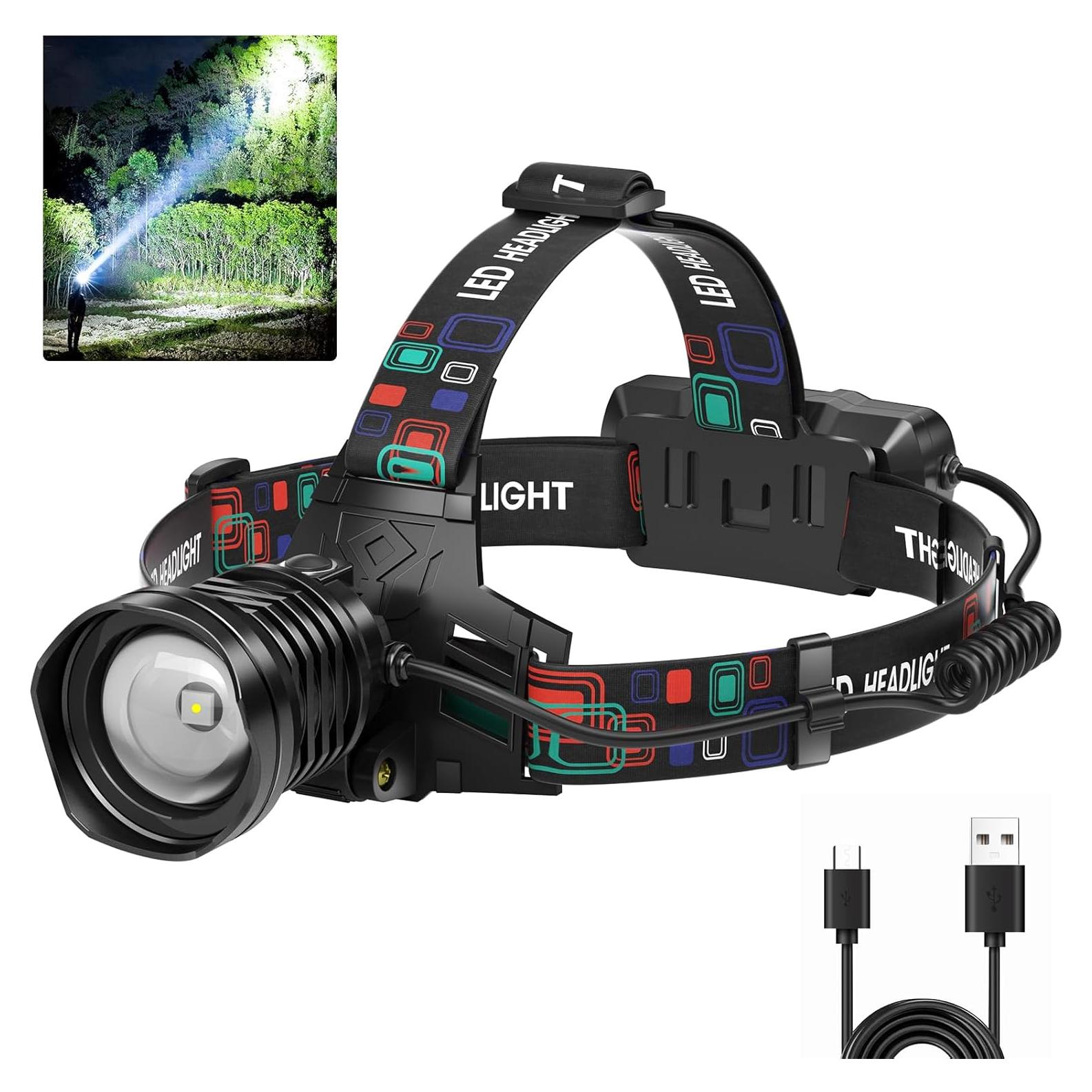 Linterna Frontal Recargable Azamine 99000 Lúmenes IPX6