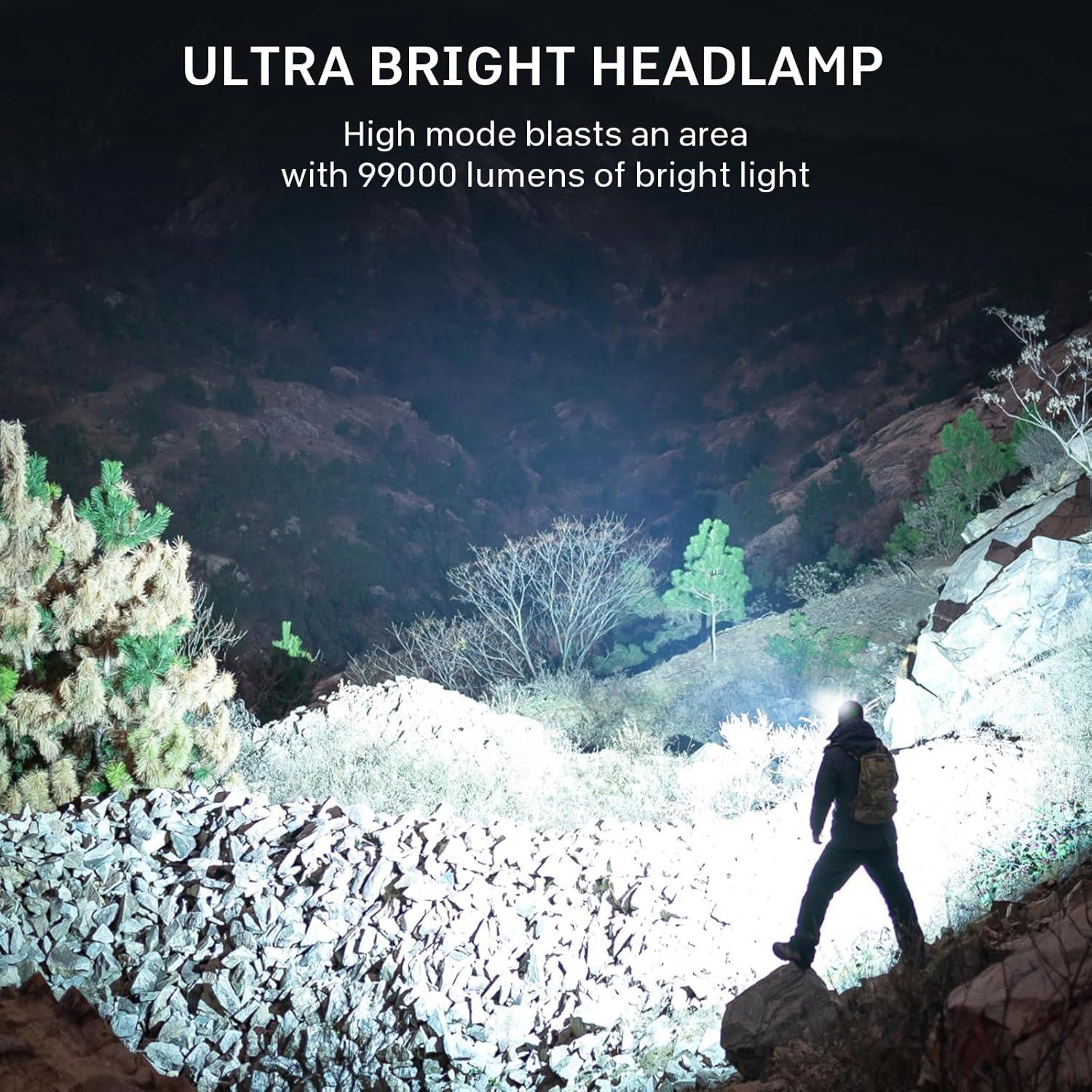 Linterna Frontal Recargable Azamine 99000 Lúmenes IPX6