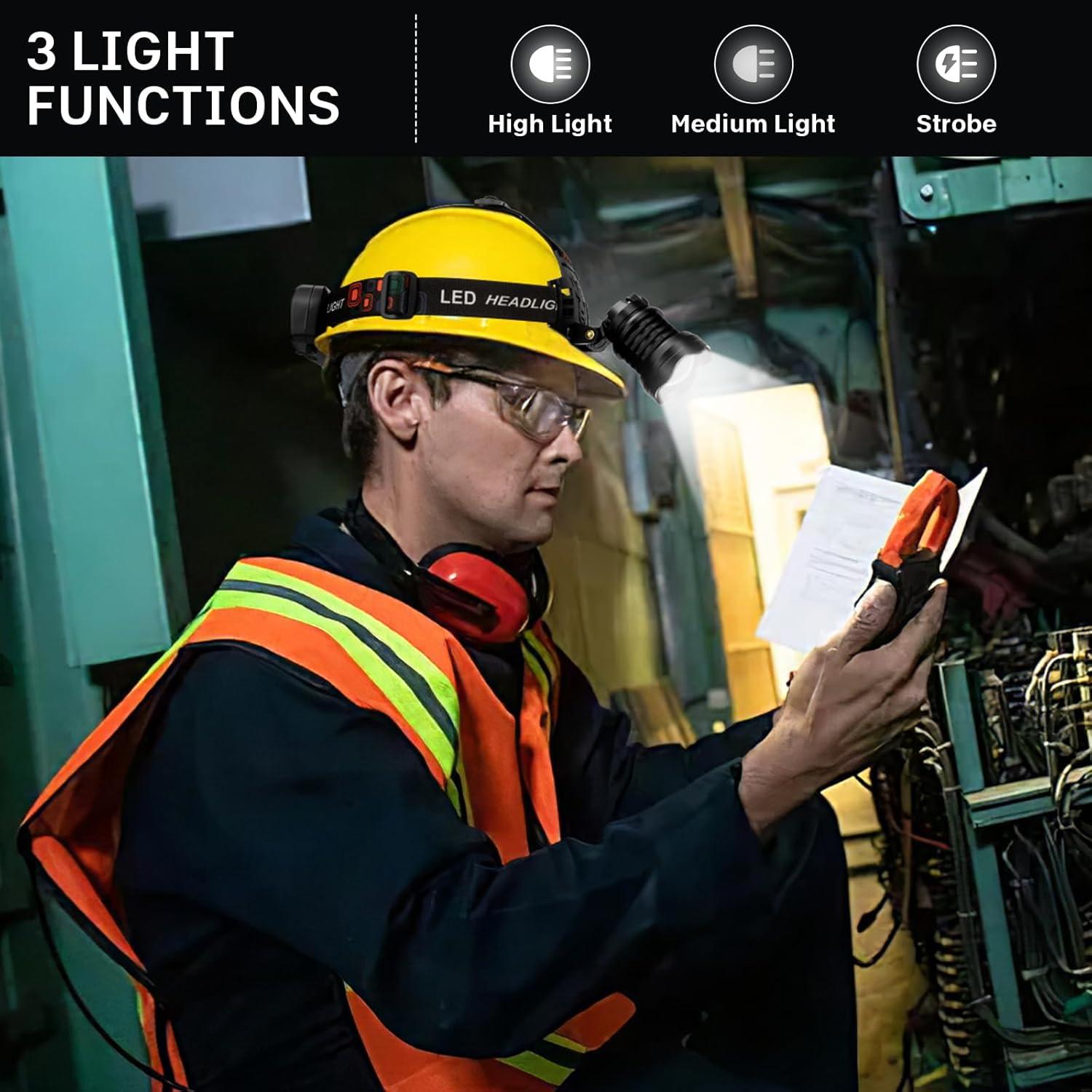 Linterna Frontal Recargable Azamine 99000 Lúmenes IPX6