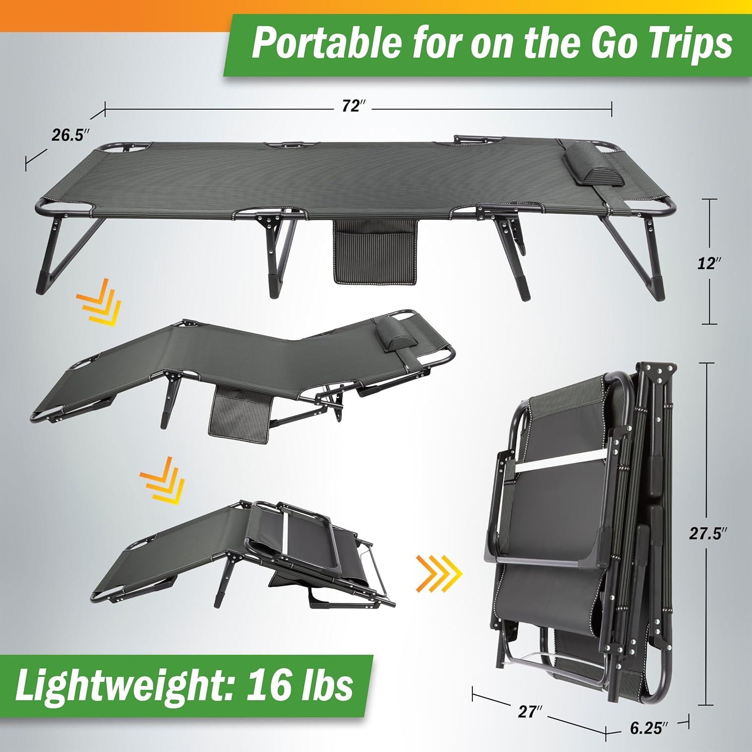 Cama Plegable Camping Wakeman con Colchón 200kg Ajustable