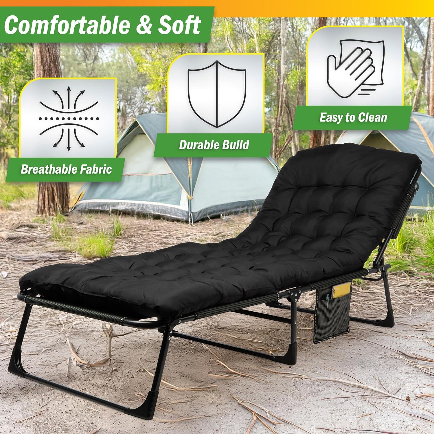 Cama Plegable Camping Wakeman con Colchón 200kg Ajustable