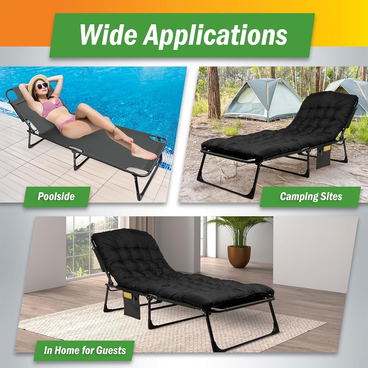 Cama Plegable Camping Wakeman con Colchón 200kg Ajustable