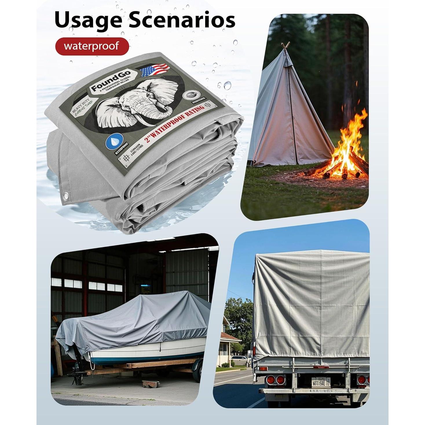 Lona Tarp Impermeable FoundGo 1.83x2.44m 22 Mil Gris
