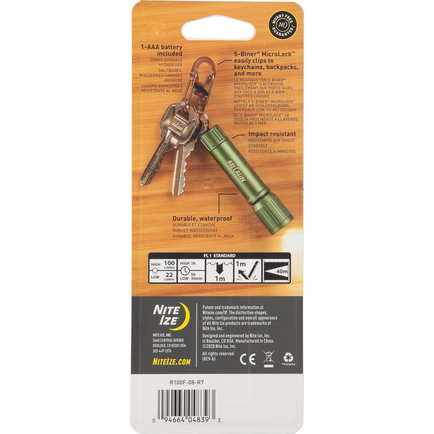 Linterna de Llavero Nite Ize Radiant 100 - Compacta y A Prueba de Agua