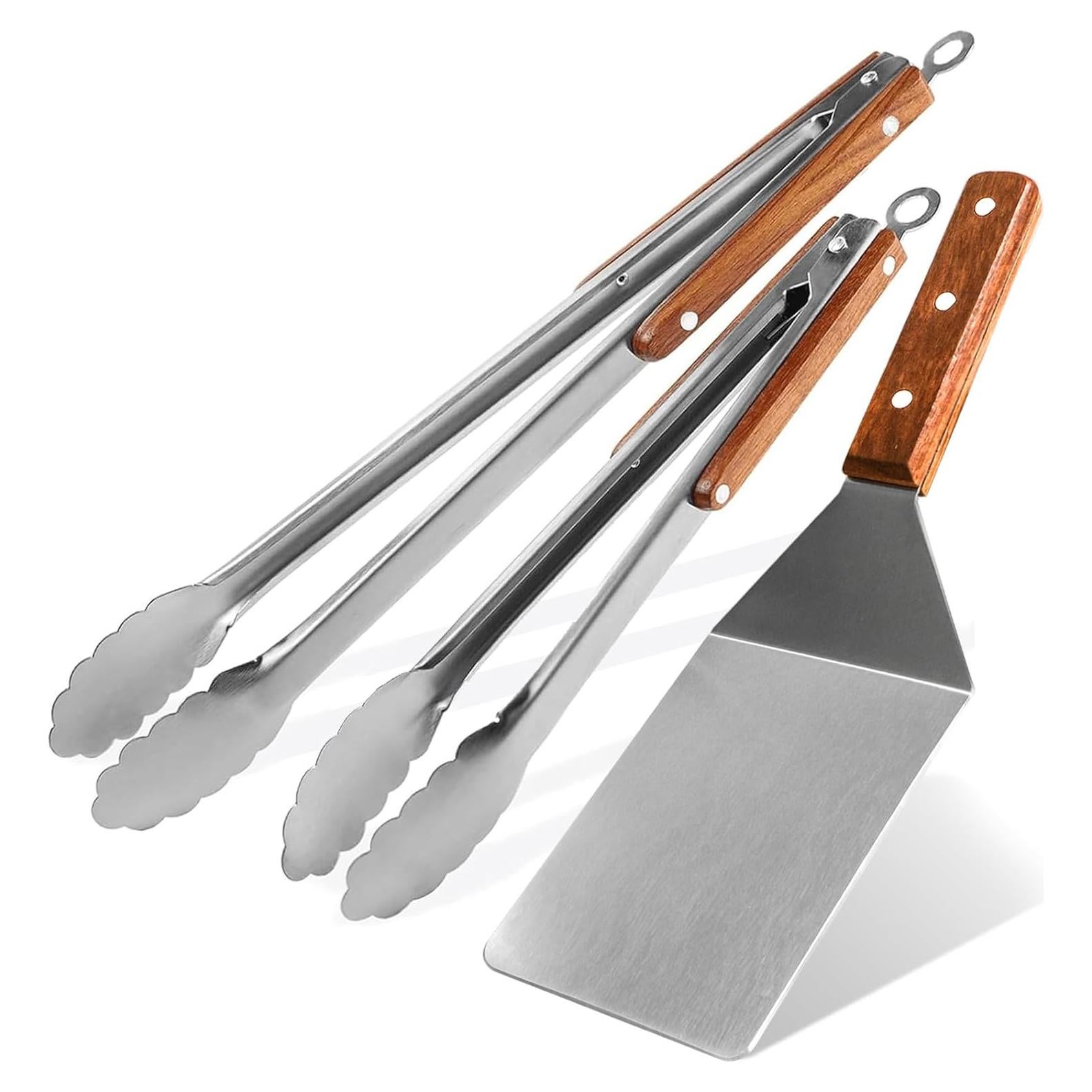 Juego de Pinzas y Espátula de Acero Inoxidable Esie Houzie 3 Piezas