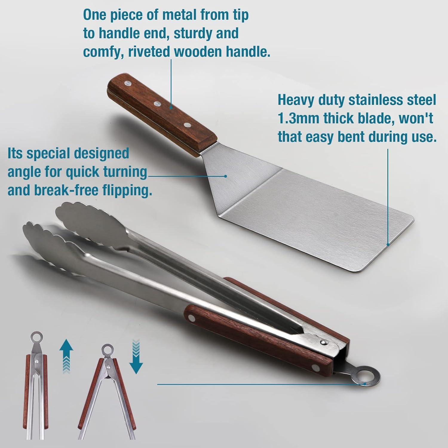 Juego de Pinzas y Espátula de Acero Inoxidable Esie Houzie 3 Piezas