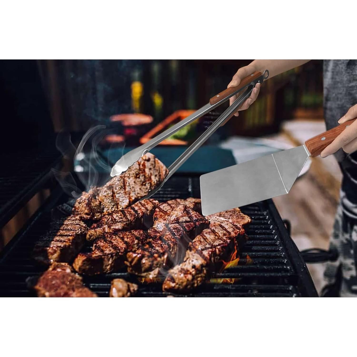 Juego de Pinzas y Espátula de Acero Inoxidable Esie Houzie 3 Piezas