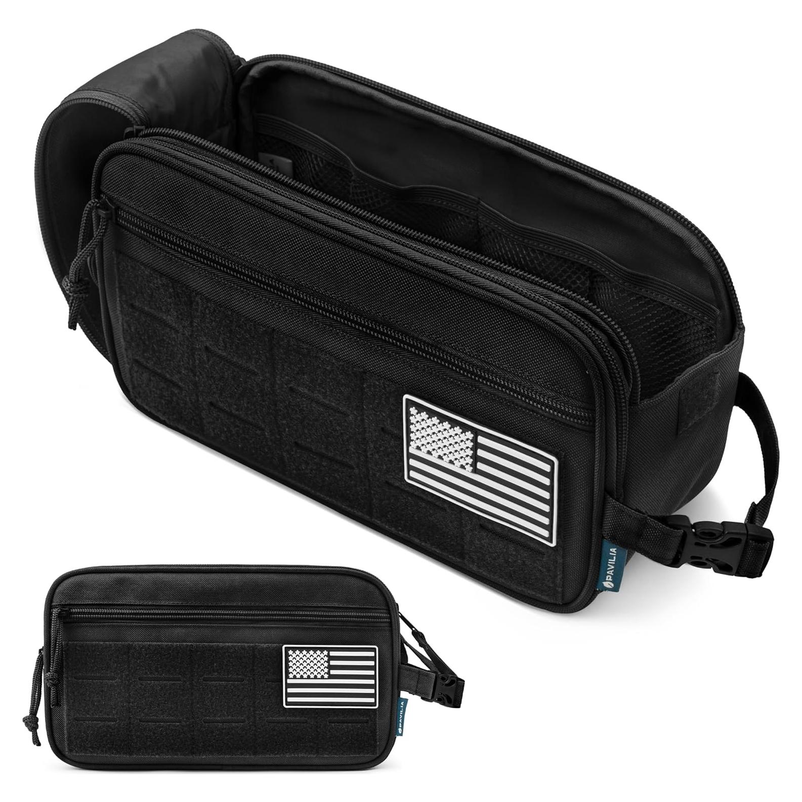 Bolsa de Aseo Táctica PAVILIA Negra 27.9x11.4x15.2cm