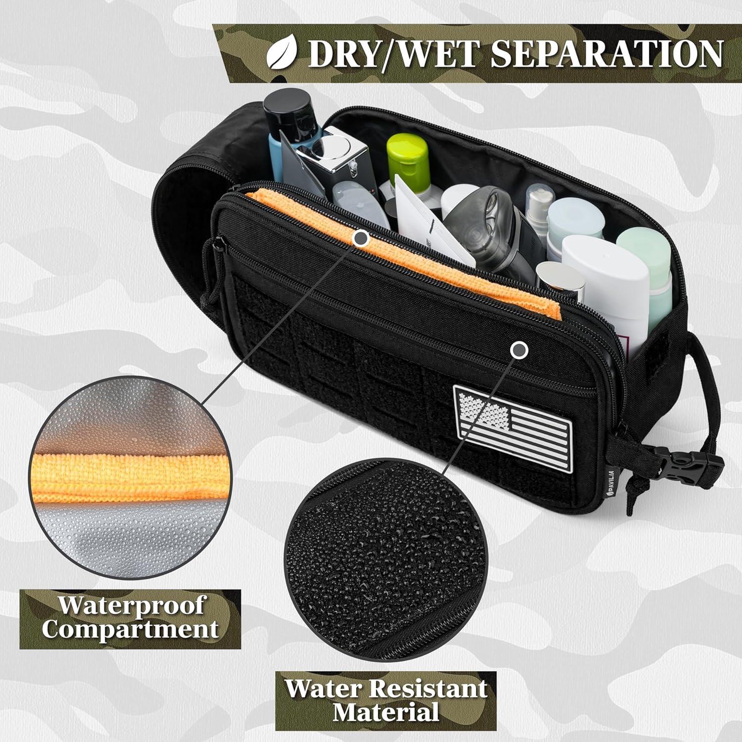 Bolsa de Aseo Táctica PAVILIA Negra 27.9x11.4x15.2cm