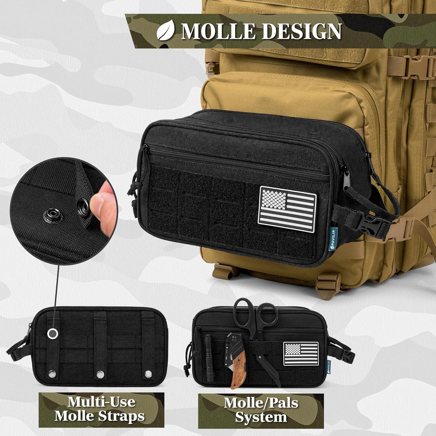 Bolsa de Aseo Táctica PAVILIA Negra 27.9x11.4x15.2cm