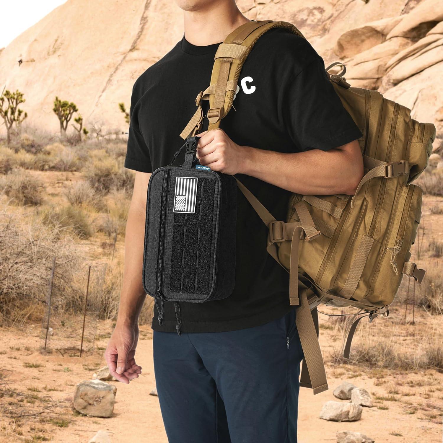 Bolsa de Aseo Táctica PAVILIA Negra 27.9x11.4x15.2cm