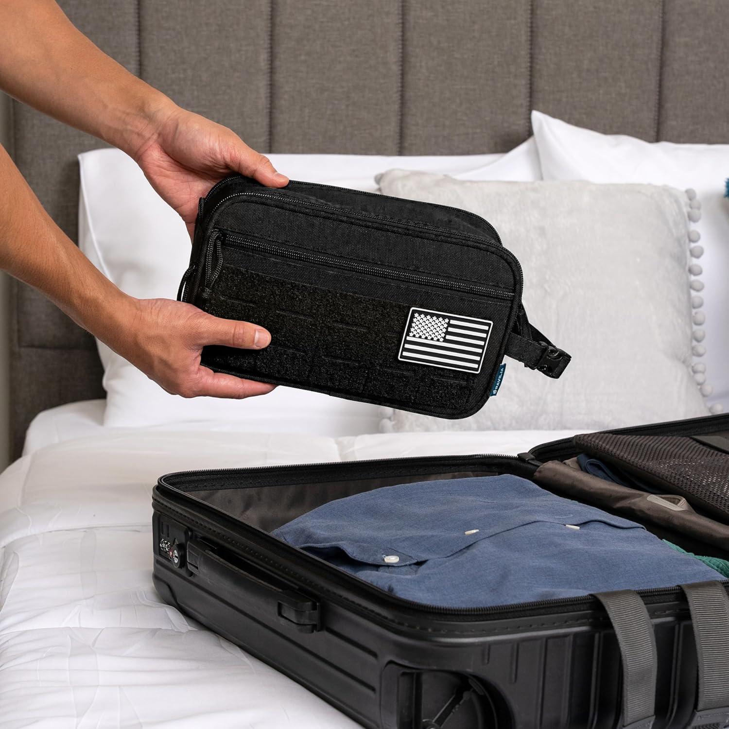 Bolsa de Aseo Táctica PAVILIA Negra 27.9x11.4x15.2cm