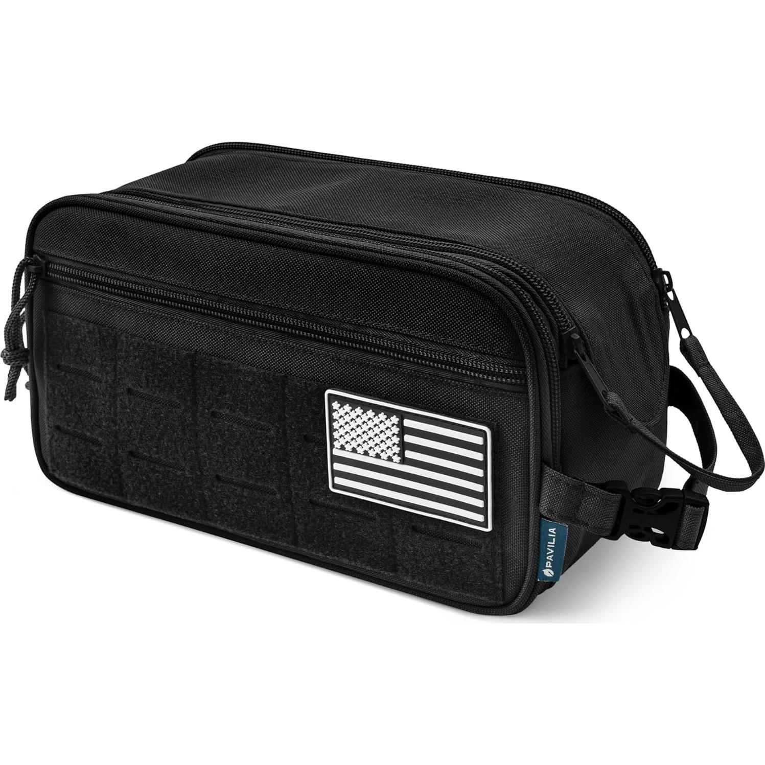 Bolsa de Aseo Táctica PAVILIA Negra 27.9x11.4x15.2cm