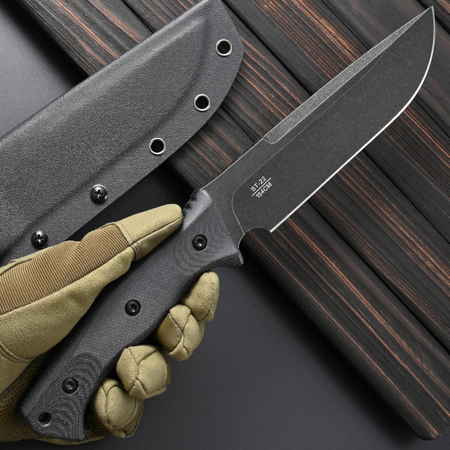 Cuchillo de hoja fija Sitivien ST22 de acero 154CM y mango Micarta