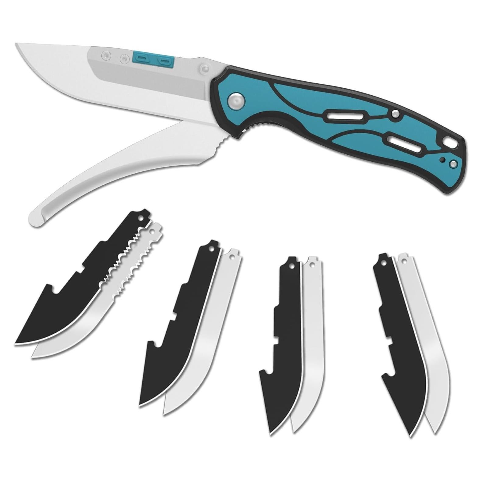 Cuchillo de Caza Plegable KNINE OUTDOORS con 9 Hojas Reemplazables