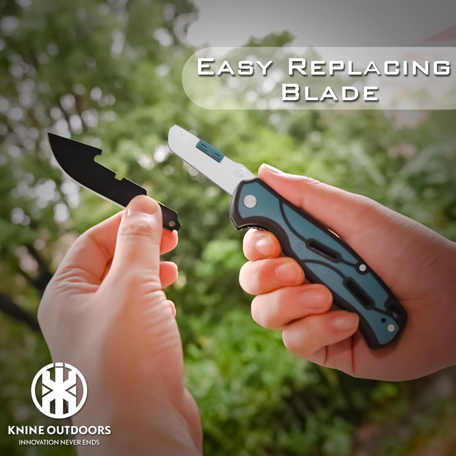Cuchillo de Caza Plegable KNINE OUTDOORS con 9 Hojas Reemplazables