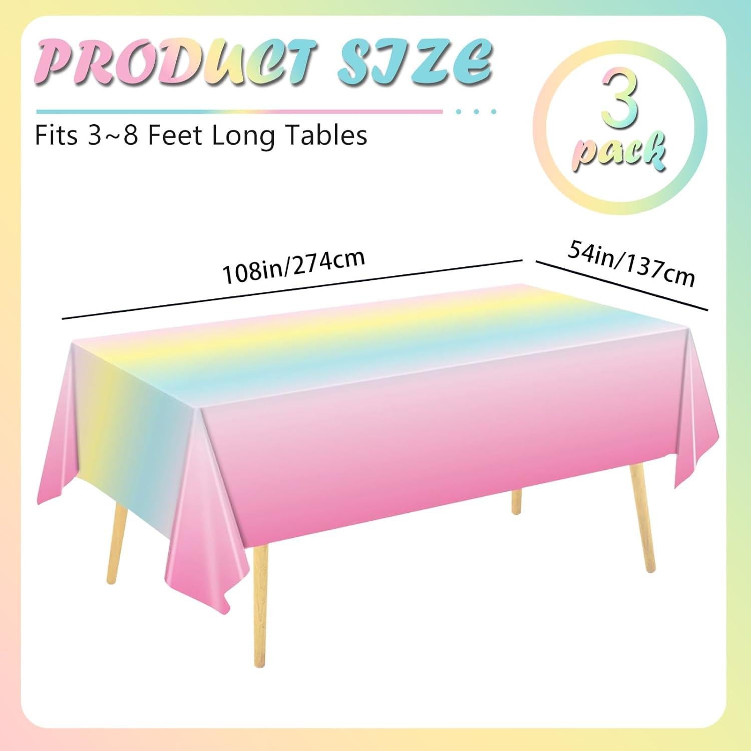 Paquete de 3 Manteles Arcoíris BHEYA 137x274 cm Fiesta