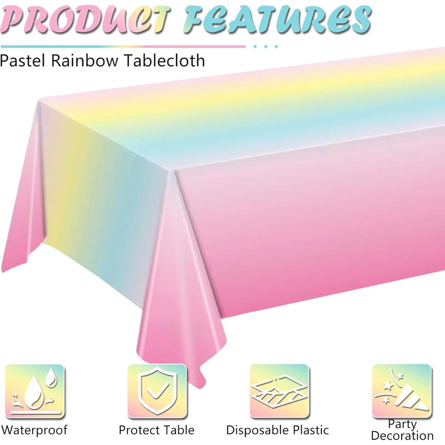 Paquete de 3 Manteles Arcoíris BHEYA 137x274 cm Fiesta