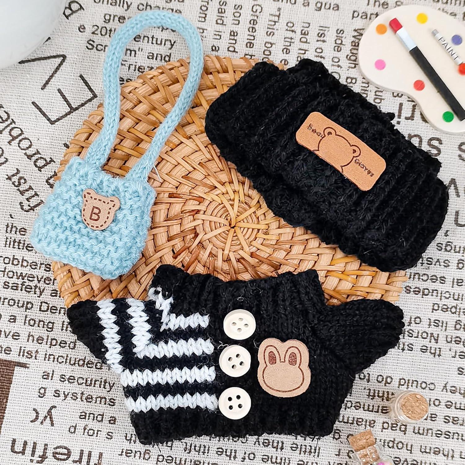 Conjunto de Ropa de Invierno para Muñecas 17cm - Sombrero, Suéter y Bolsa