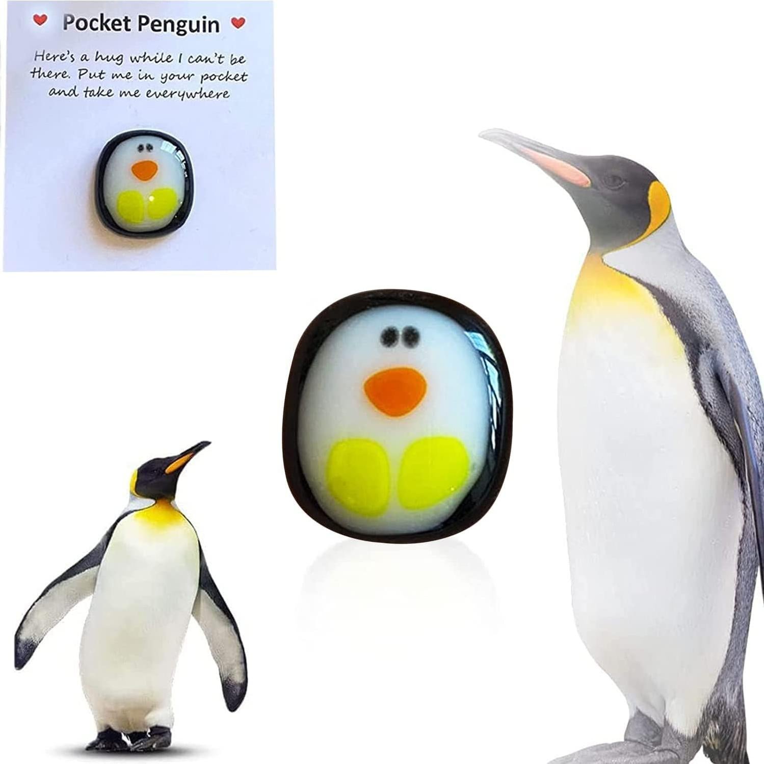 Pequeño abrazo de pingüino de resina con tarjeta - Regalo único