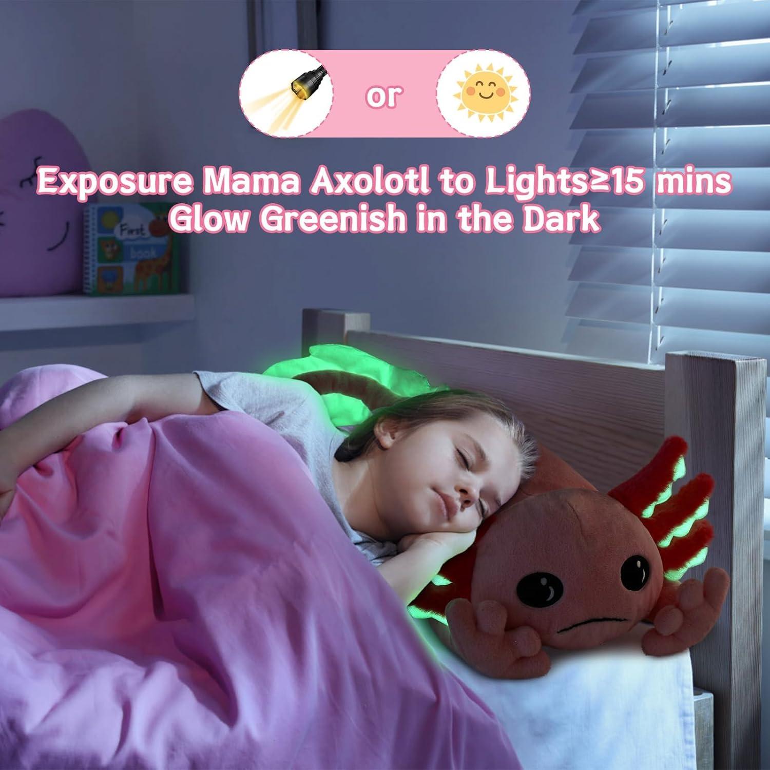 Almohada de Peluche Axolote Rosa MaoGoLan 80 cm con 4 Bebés