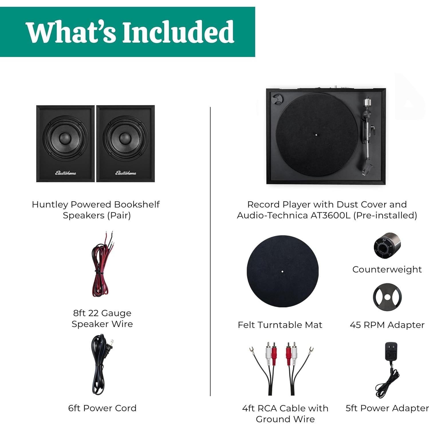 Reproductor de Vinilo Electrohome RR35 con Altavoces Bluetooth