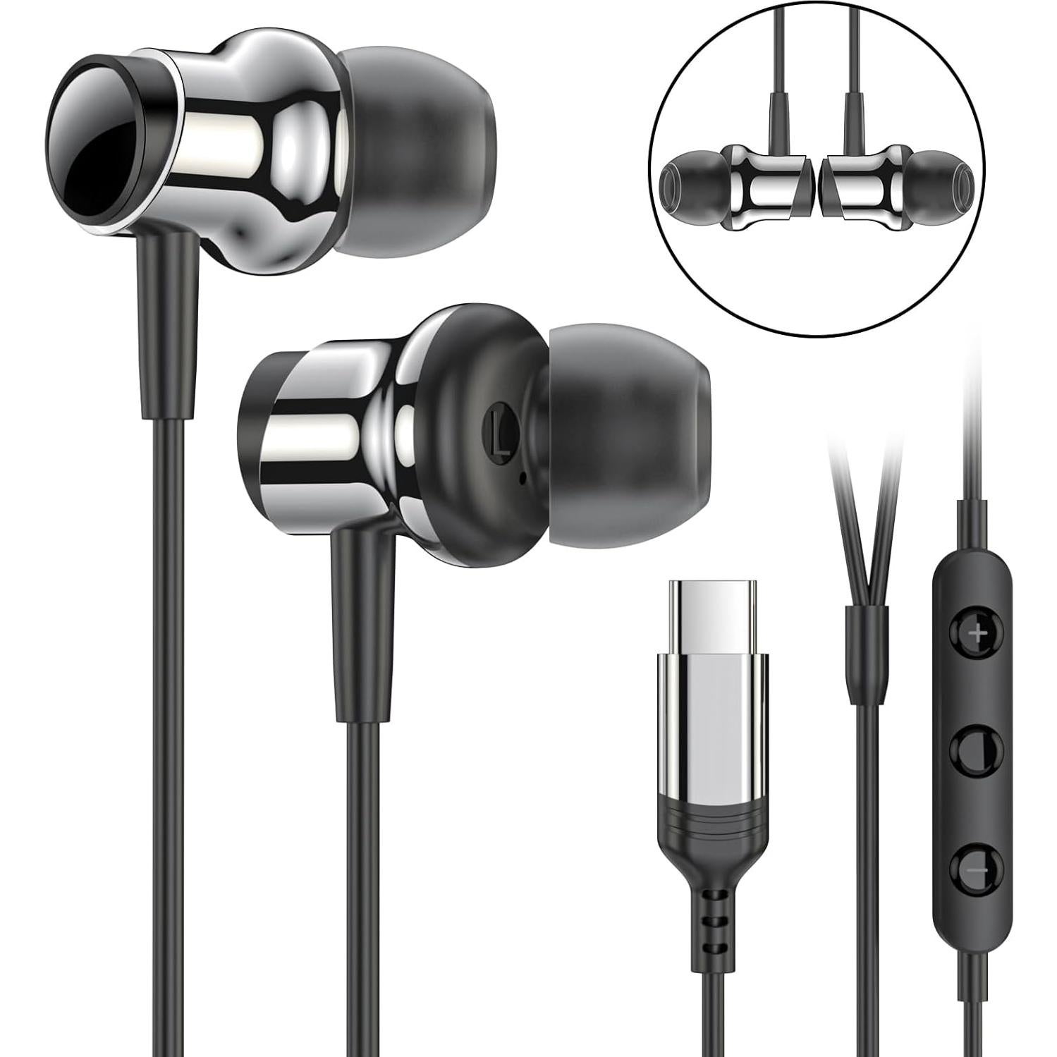 Auriculares USB C BENEWY in-Ear con Micrófono y Control de Volumen