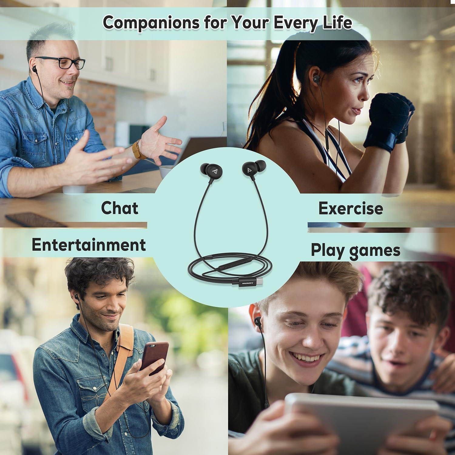 Auriculares USB C Percheron A0202007 con Micrófono HD, Negro