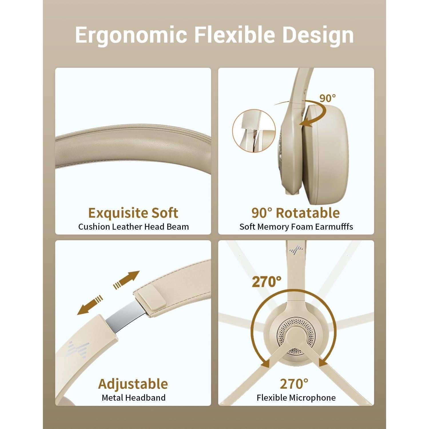 Auriculares Inalámbricos JIAMQISHI EH02 con Micrófono y Cancelación de Ruido